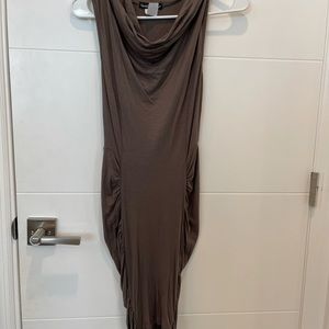 Mid length tight olive green dress